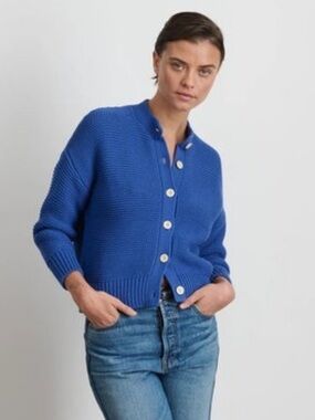 Alex Mill Nico Cobalt Blue Knit Button-Front Cardigan. Size S